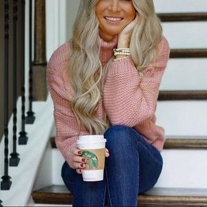 Pink chunky knit sweater